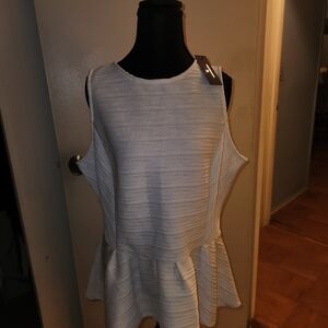 Worthington Textured White Peplum Blouse